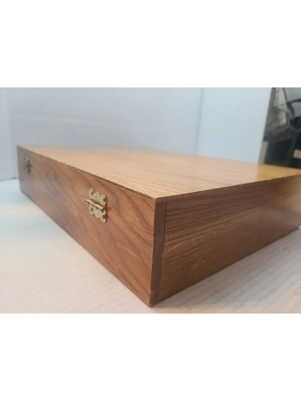 Wooden Flatware Storage Chest Red Lining 14.5